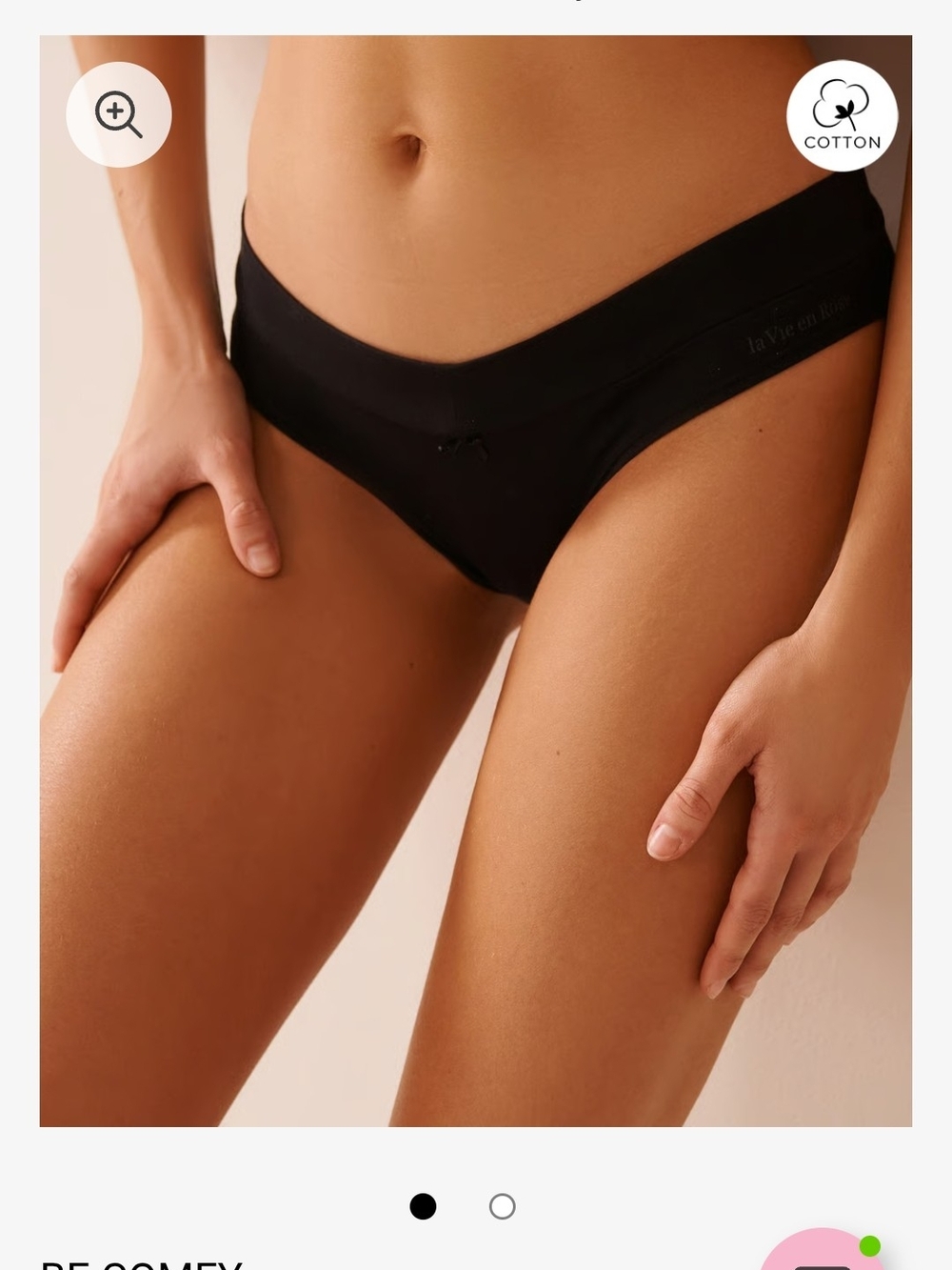 La Vie En Rose Black Cotton Bikini Panty